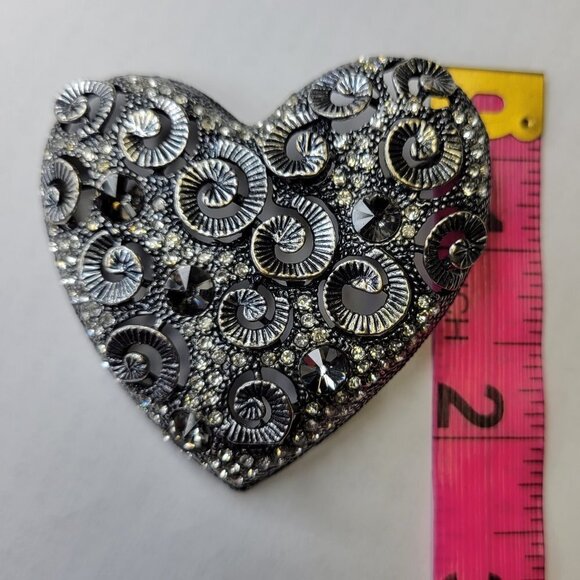 Heart Pendant Necklace, Crystal Studded Heart Pendant Fashion Necklace - Picture 9 of 15